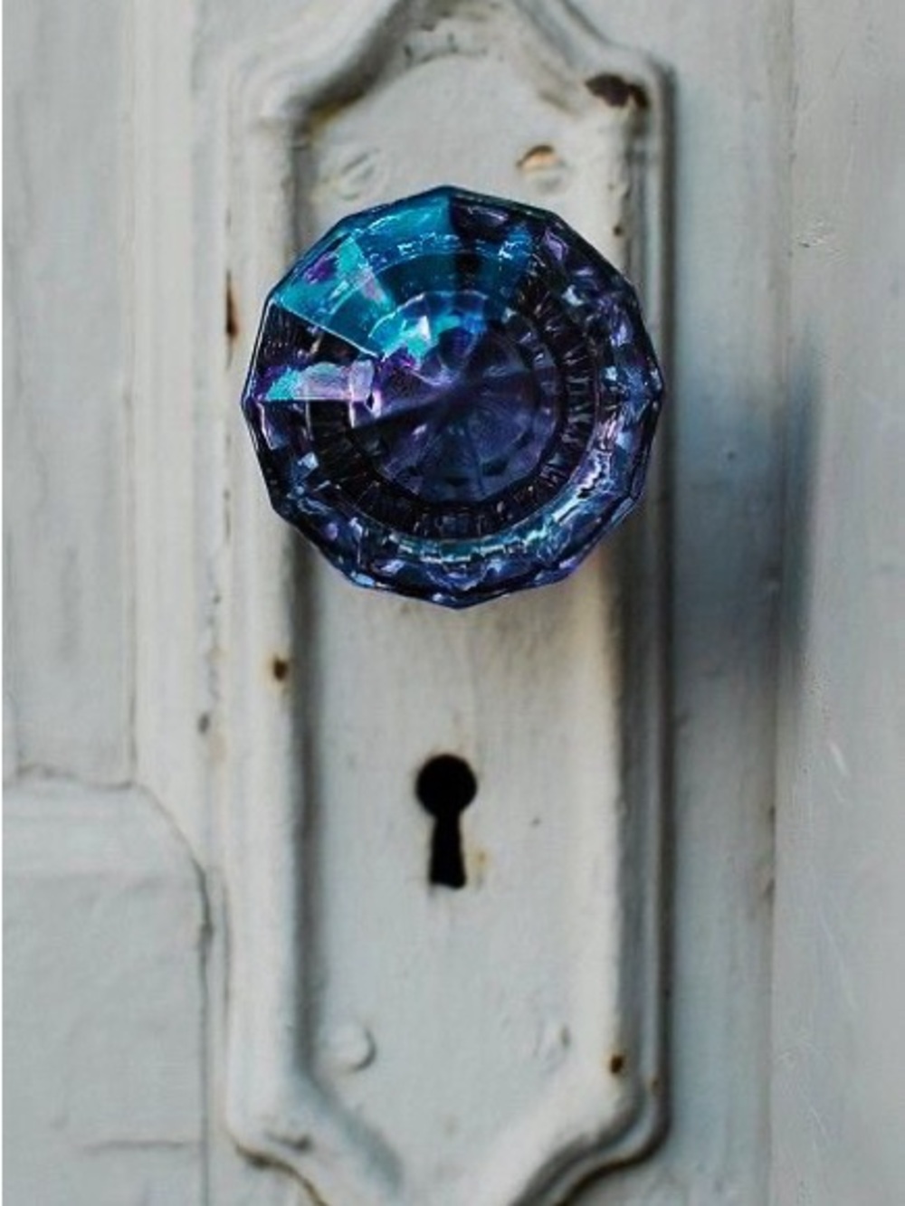 🔮 Antique Amethyst Crystal and Brass Doorknob